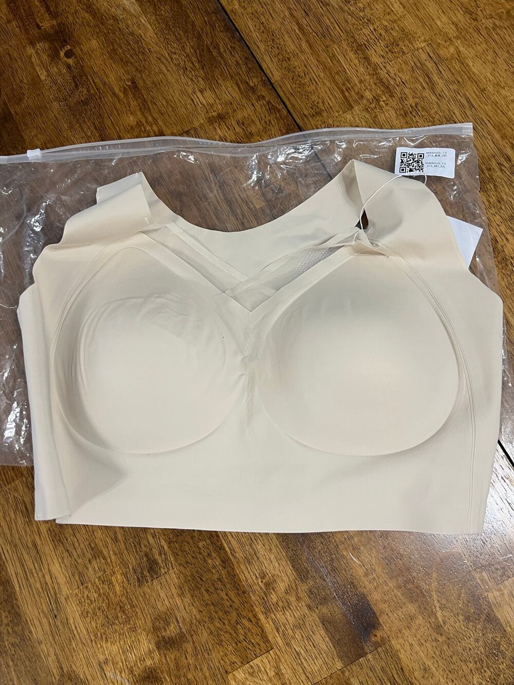 Mirahug 2XL Womens Seamless Comfort Bra Wireless Lift Crisscross Back Beige NWT